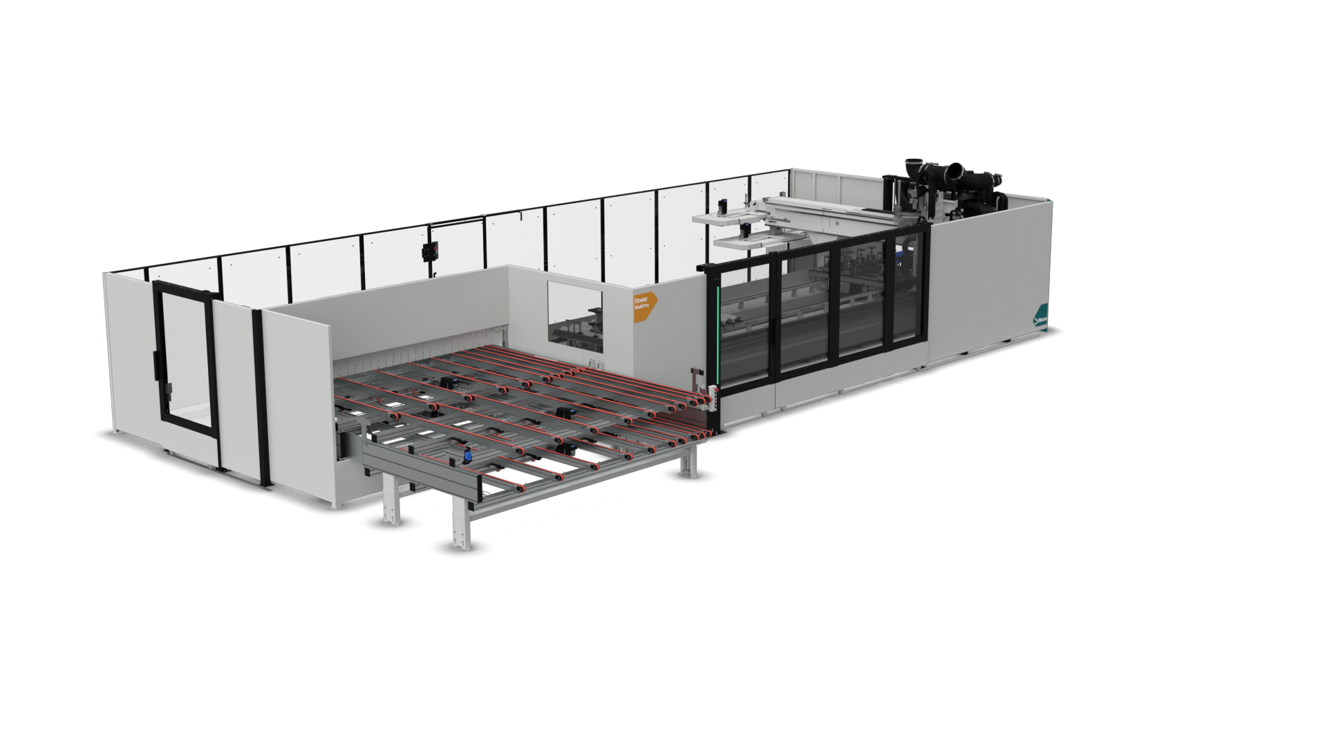 ;Automatizovaná prevádzka: Stroj pracuje plne automaticky – od manipulácie dielcov zo skladového systému, cez upnutie na pracovnom stole, opracovanie a prepolohovanie až po ich vyloženie.