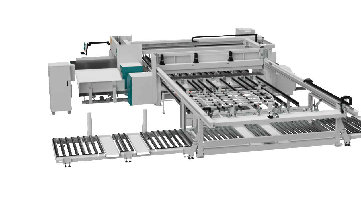 ;Optimalizovaný tok materiálu a manipulácia: Stroj je možné vybaviť automatickými dopravníkmi pre plynulý presun viacerých stohov podľa vášho pracovného toku.