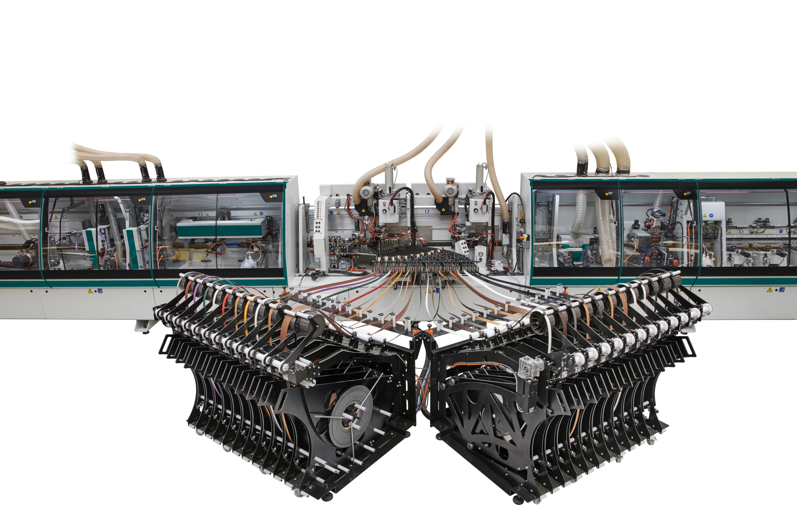 ;Vďaka zásobníkom až na 24 hrán je stroj vždy plne pripravený na použitie a umožňuje manipuláciu so širokou škálou hrán na jednom mieste.