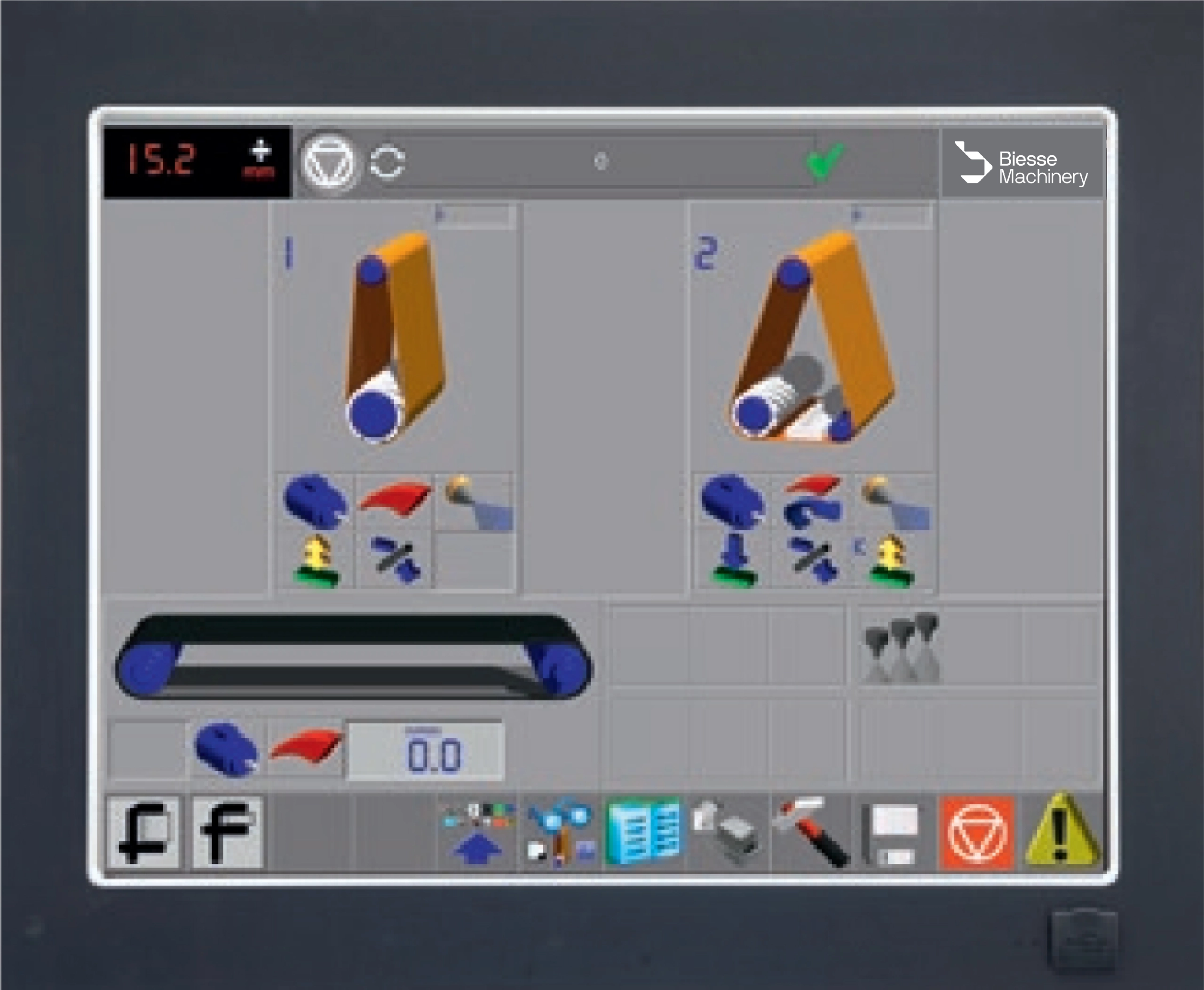 ;Intuitívne rozhranie: Ponúka pokročilú správu stroja prostredníctvom integrovanej 8,5″ dotykovej obrazovky, ktorá umožňuje jednoduché ovládanie všetkých parametrov stroja a poskytuje obsluhe informácie v reálnom čase pre pohodlnejšiu a efektívnejšiu prácu.