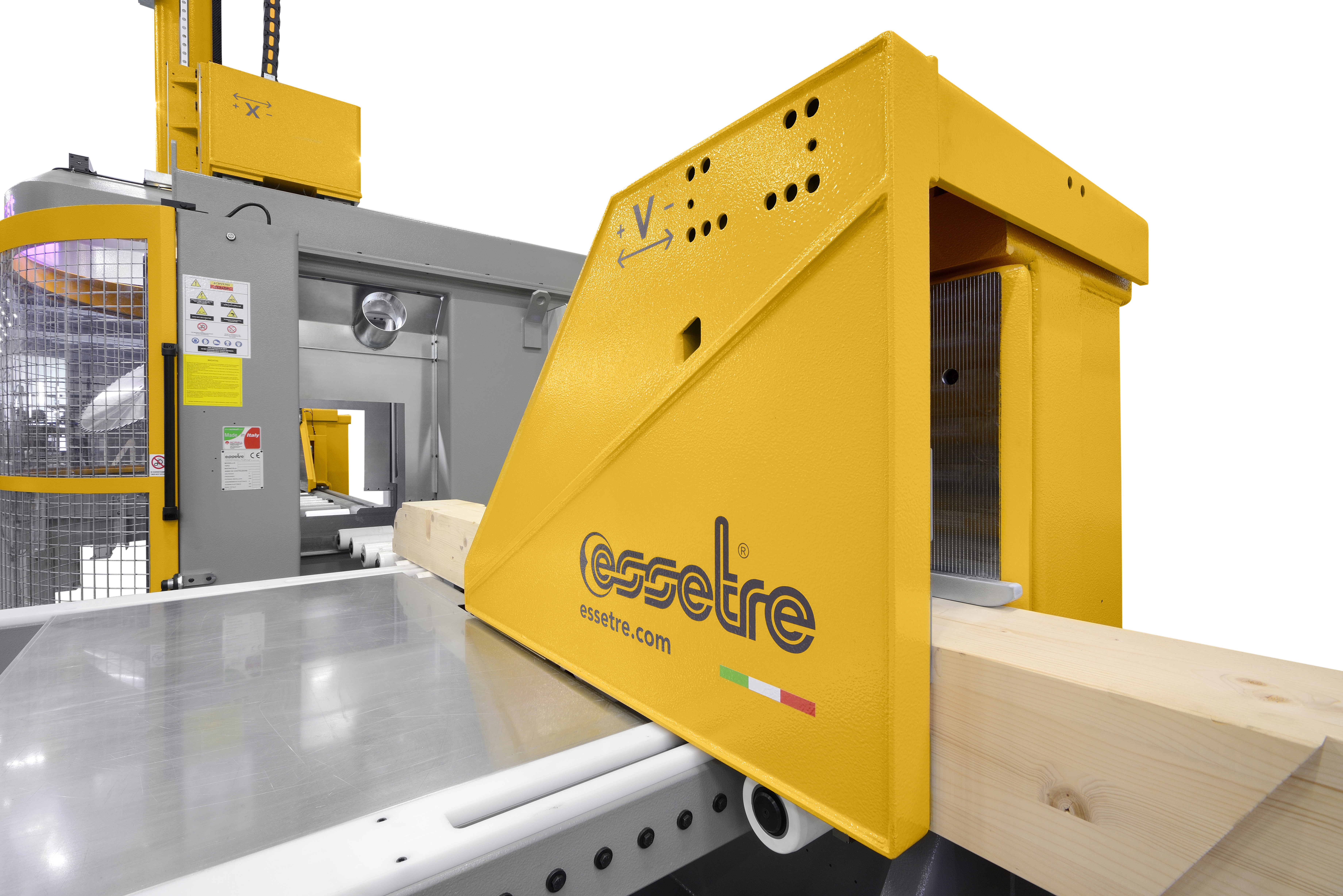 ;Dva multifunkčné zveráky umožňujú presné pohybovanie trámu vo vnútri pracovného priestoru. Tento systém zaisťuje, že Techno Fast garantuje vynikajúcu presnosť a plnú kontrolu nad pohybom každého trámu.